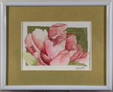 Framed Watercolor Peony Flower Signed B. Snowden Peony