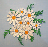 Flower Daisy  Layered Paper Die Cut Embellishments 8pc scrapbooking 9 pcs leaves Daisies