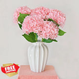 Cherica 6 Pcs Pink Hydrangea Artificial Flowers, Real Touch Silk Hydrangea