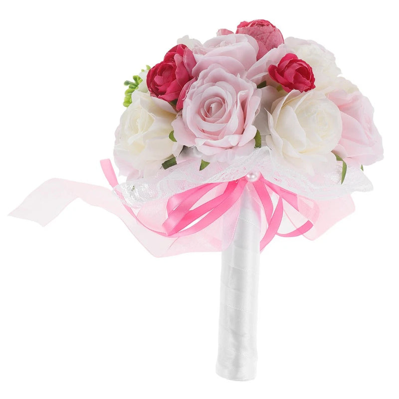 Bridal Bouquet Artificial Flowers, Faux Rose Arrangement Bouquet for Wedding Bouquet