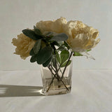 Silk Artificial Flower Arrangement Cube Glass Vase Acrylic Water Dried Flower