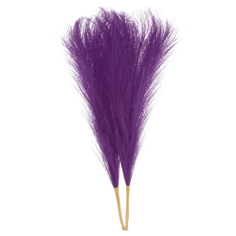 2pcs Faux Pampas Grass 17 Inch 10 Stem Artificial Grass for Decor, Dark Purple Pampas Grass