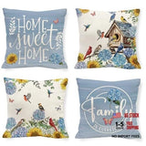 Spring Summer 18" x 18" (Pack of 4) Spring Summer Blue Hydrangea Birdhouse Hydrangea