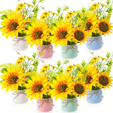 Potted Artificial Sunflowers - Realistic Yellow Fake Flower Arrangements Sunflower