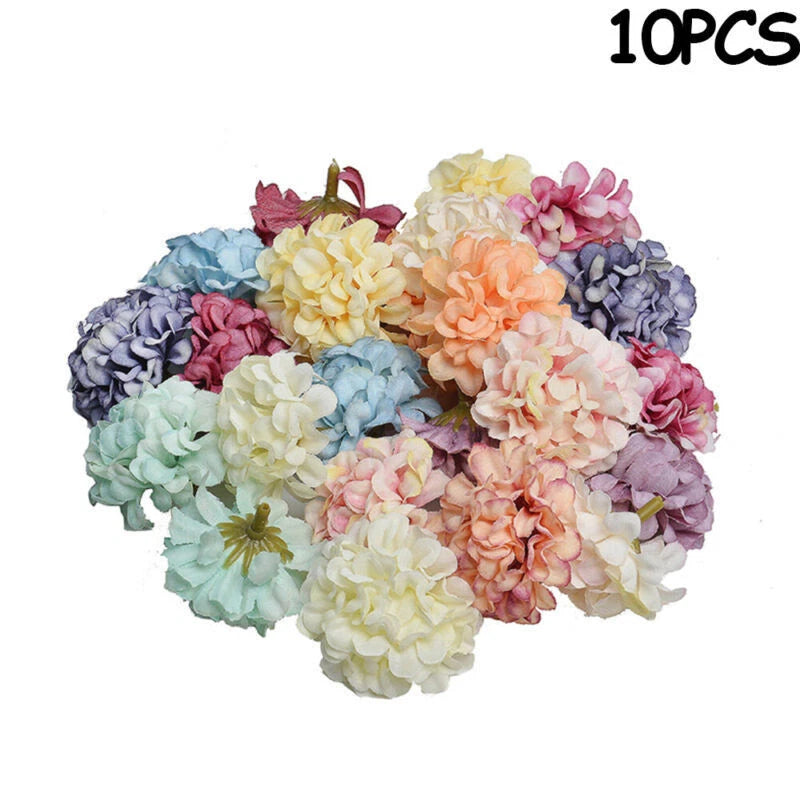 10Pcs Artificial Silk Floral Flower Head Hydrangea Wedding Party Decor Crafts Hydrangea