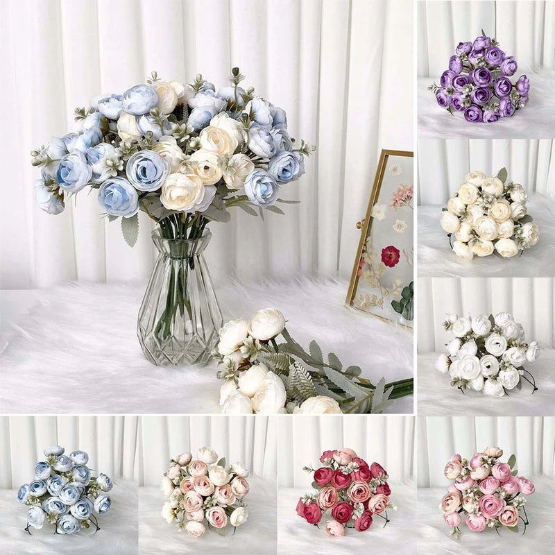 1 Bouquet Artificial Flower Holding Fake Flowers Home Decor Lifelike Peony Rose Peony