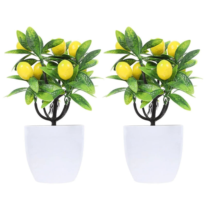 2pcs Fake Potted Plants Simulation Tree Home Decor Artificial Tree Green Plant