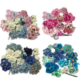 50 Mixed Paper Flower Carnation Roses Buds Wedding Scrapbook Card-Making Corsage Carnation