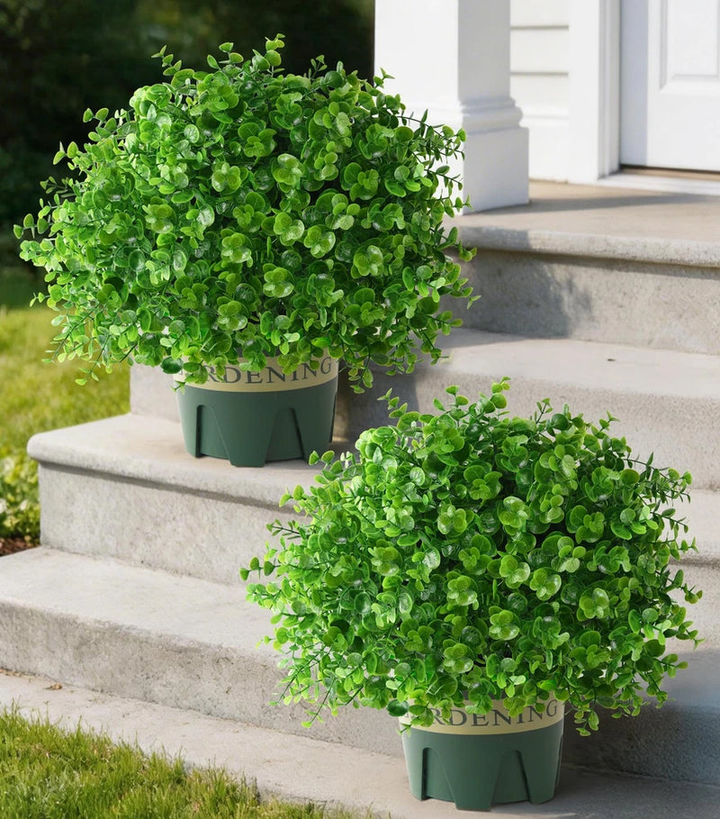 2 Pack Artificial Boxwood Topiary Trees - UV-Resistant Faux Realistic Greener... Green Plant