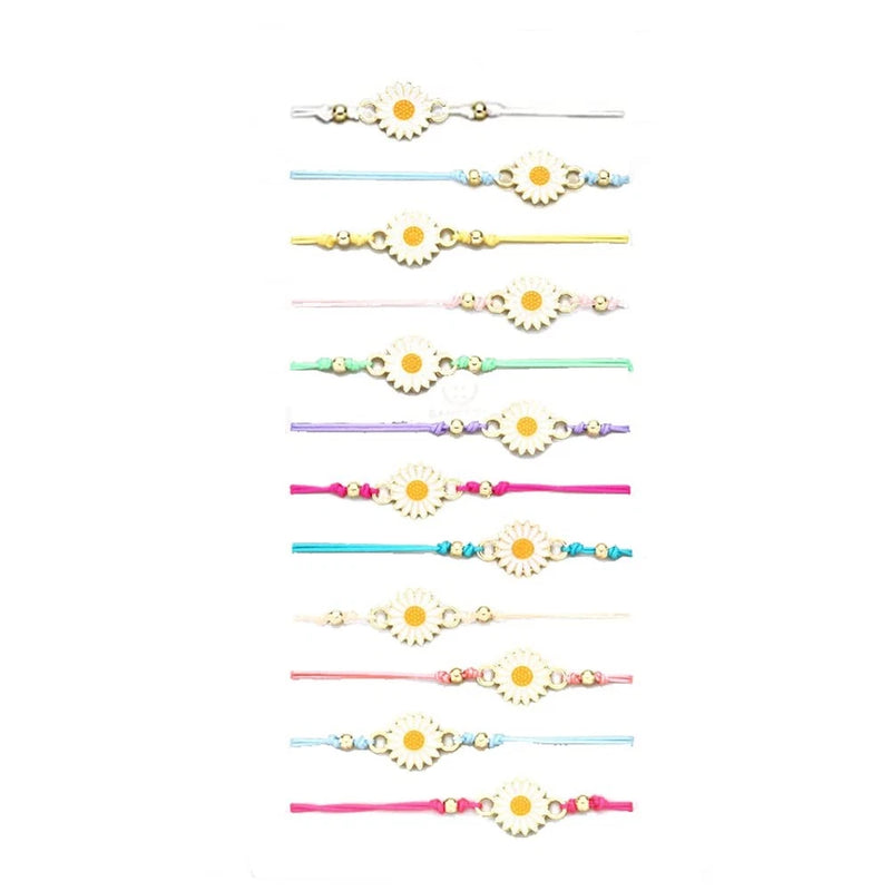 12Pcs Sunflower Strand Bracelets Set Braided Daisy Flower Bracelet Turtle Shell Sunflower