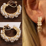 CLIP ON white daisy HOOP EARRINGS white/gold HOOPS lucite flower NON-PIERCED Daisies
