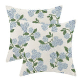 Spring Pillow Covers 20x20 Inch Set of 2, Green Blue Hydrangea Flower Throw P... Hydrangea
