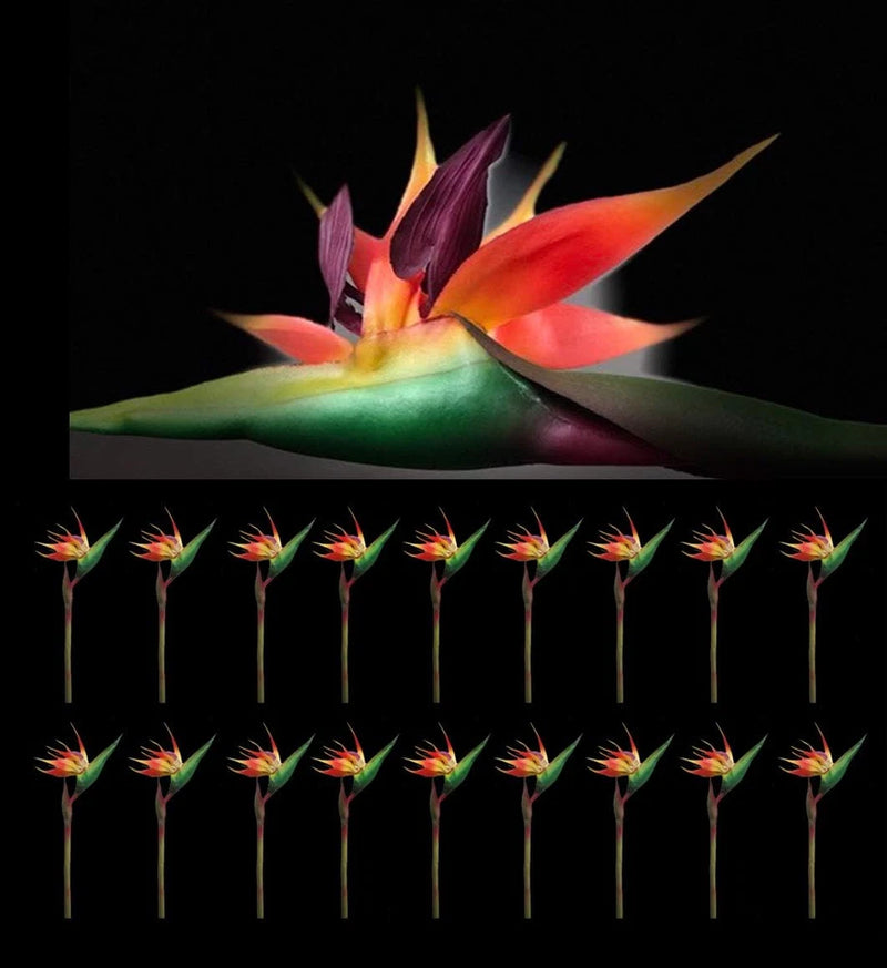 Vibrant Bird of Paradise Silk Sprays - 18pcs, 43" Realistic Floral Decor Green Plant