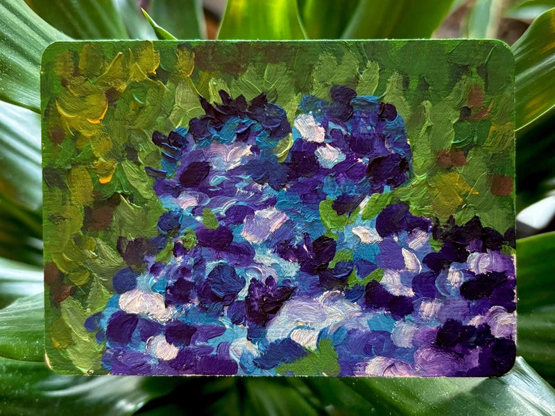 ACEO Original Painting, Hydrangea, ATC, Flowers, Small, Impressionism oil art Hydrangea
