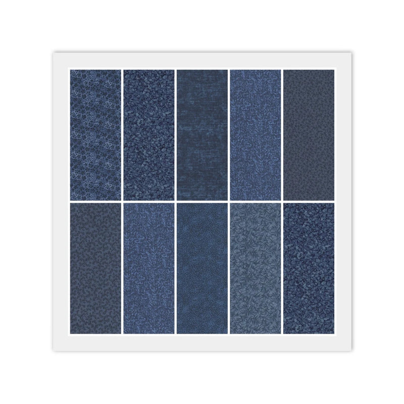 BLUE Layer Cake: 20) 10" x 10" Squares, 100% Quilting Cotton Fabric, Dups Flowering Plants