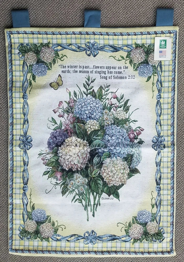 Hydrangea Flower Bouquet Wall Hanging Tapestry  By: Lena Liu Hydrangea