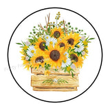 SUNFLOWER & DAISY FLOWER BOX ENVELOPE SEALS LABELS STICKERS FAVORS Sunflower