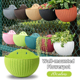 Wall Hanging Flower Pot Garden Mounted Basket Plant Holder Vase Decor Half Round Flowering Plants