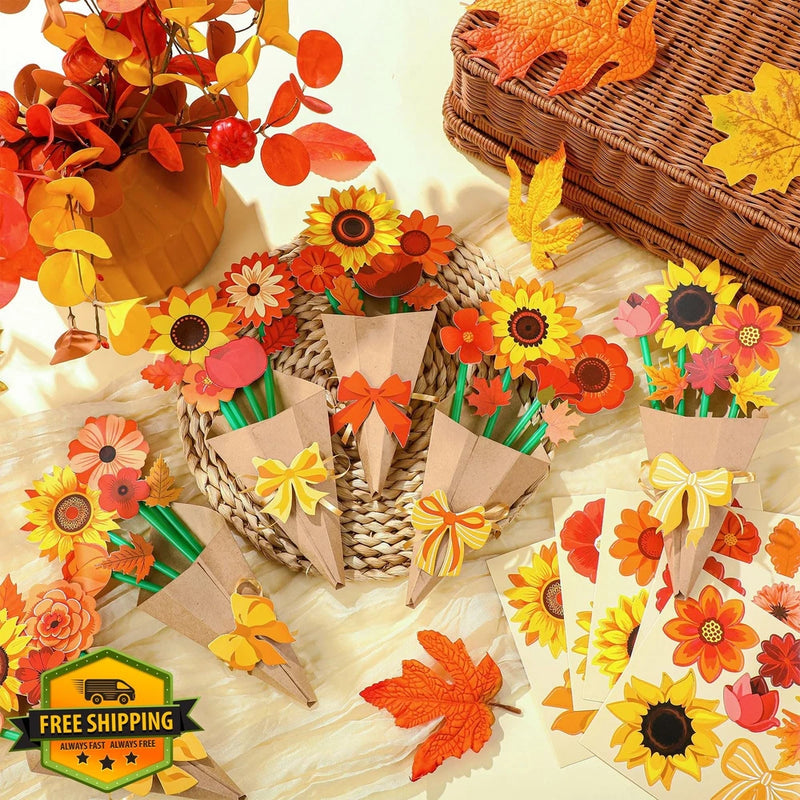 Motipuns Thanksgiving Flower Craft Kit, DIY Sunflower Bouquet Sunflower