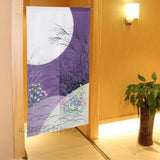 Japanese Noren Doorway Curtain Purple Moon Pampas Grass Floral Privacy Screen Pampas Grass
