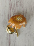 Vintage Gold Tone & Enamel Sunflower Brooch Sunflower