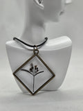 Handmade Dried & Pressed Wildflower In Resin Pendant Necklace Dried Flower