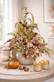 New fall silk floral arrangement, faux flower arrangement, pink fall arrangement Hydrangea