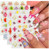 3D Hawaiian Flower Embossed Lily Hibiscus Floral Nail Art Stickers Decor NH29 Lily