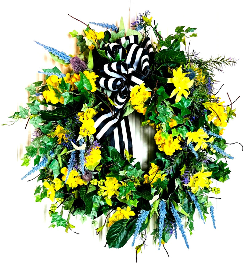 Summer Everyday Farmhouse Wreath, Vibrant Floral Home Decor, Colorful Door Decor Hydrangea