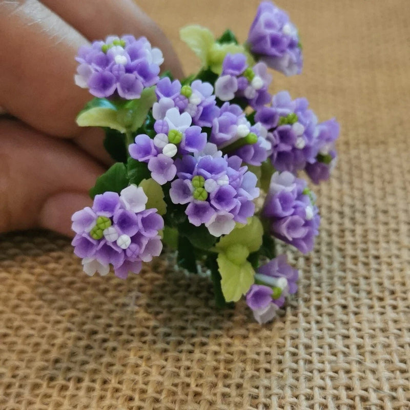 Miniature Light Purple Hydrangea Flowers 6 Bunches Dollhouse Artificial Flowers Hydrangea