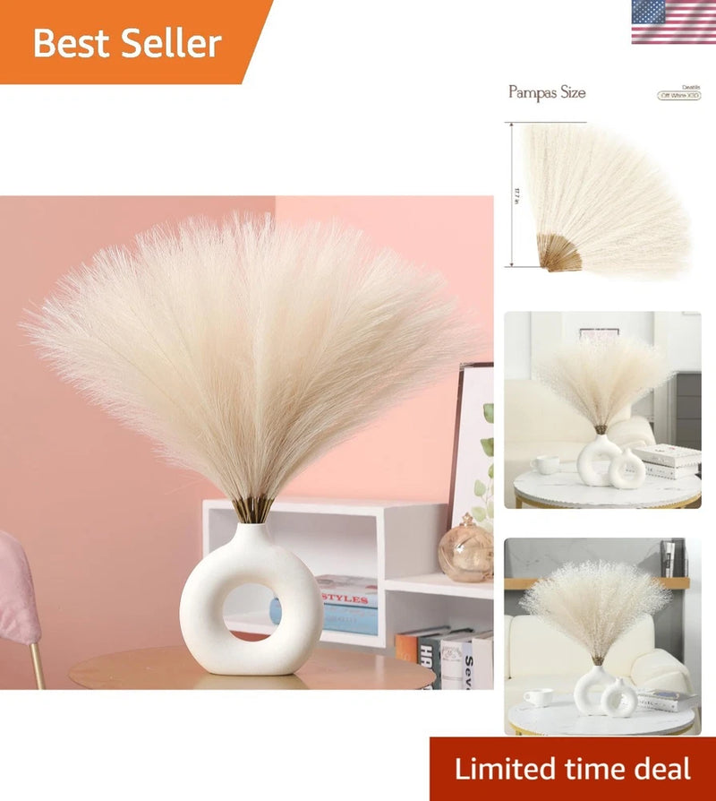 Artificial Pampas Grass Decor 17.7 Inch 30pcs Fluffy Vase Fillers Boho Home Pampas Grass