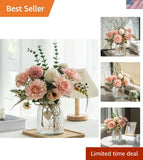 Faux Floral Centerpiece with Pink Dahlia and Eucalyptus - Perfect for Home Decor Hydrangea