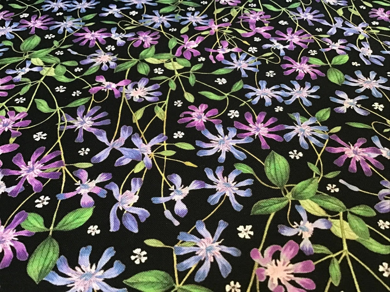 Fabric Flowers Vinca 23942 Blue & Purple, sold by the yard Flowering Plants