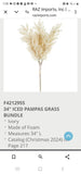 Set of 3 Raz Imports F4212955 Pampas Grass Bundle Of 3 34" Iced Pampas Grass