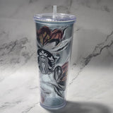 Starbucks 2019 Peony Flower Floral VENTI TUMBLER 24oz Transparent Lid And Straw Peony
