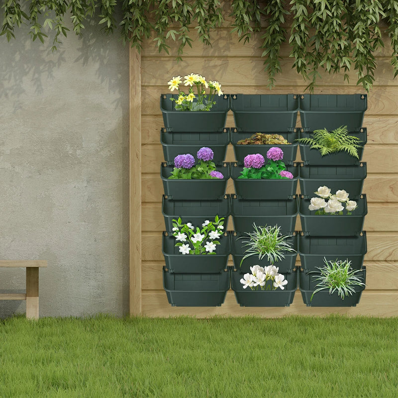 Vertical Wall Planter 18-planter Hanging Planter Dark Green Garden Planters Garden Plants