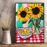 Vibrant Sunflower & Lemon Still Life Decorative Wall Art Poster Choose Your Size Sunflower