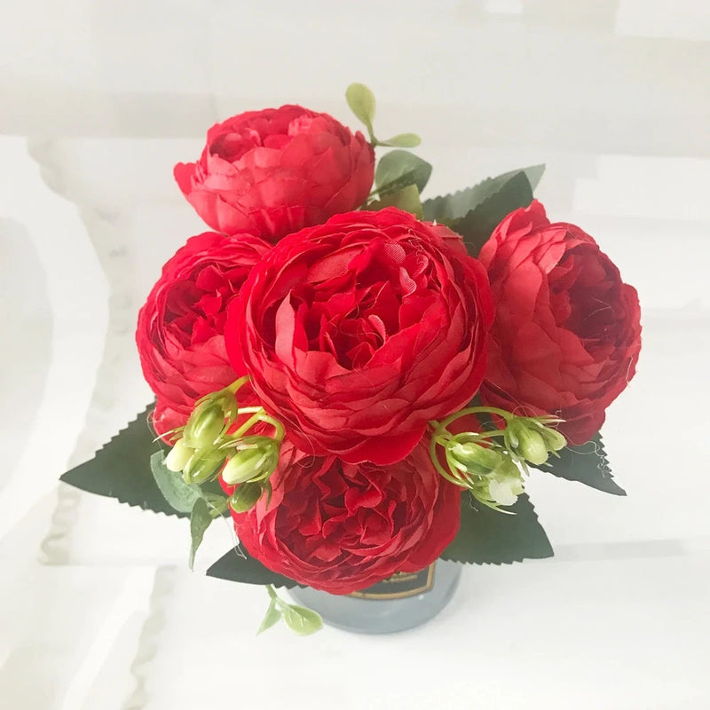 30cm Pink Silk Peony Artificial Flowers Bouquet Home Wedding Decor Peony