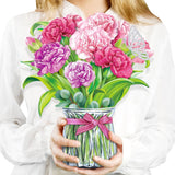 Airpark Pop Up Card 10in Carnation 3D Bouquet Greeting Blank Note Envelope Gift Carnation