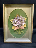 Vintage Pressed Dried Flowers in Picture Frame Free Standing 8 x 6 Dried Flower