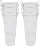 8 Pack, Galvanized Metal Flower Bucket Flora Vases Farmhouse Plant Pot Decor 10" Flowering Plants