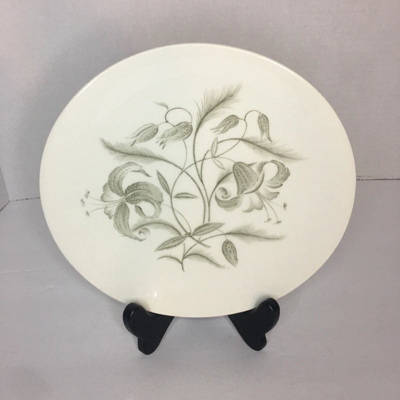 Vintage Grindley England Florentine Lily 7.5"X8" Oval Green Flower Serving Plate Lily