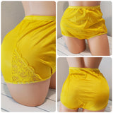 Shadowline Shiny Nylon Floral Lace Panty Full Cut 5/S Carnation YELLOW 17082 Carnation