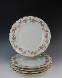 Antique H2121 Haviland Limoges France Set of Five 9-1/2" Dinner Plates Carnation