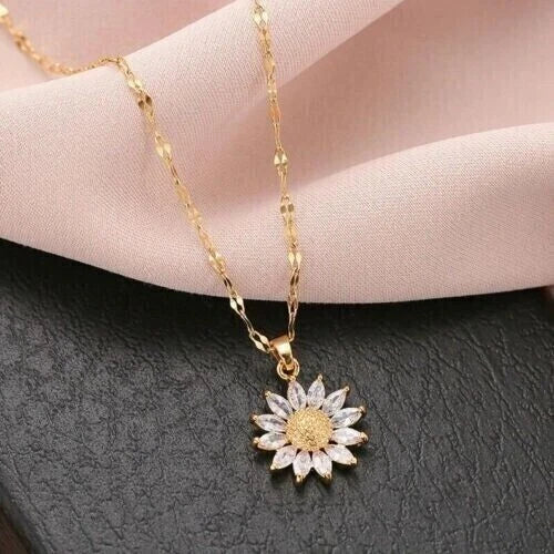 1.50 Ct Marquise Cut Simulated Diamond Sunflower Pendant 14K Yellow Gold Plated Sunflower