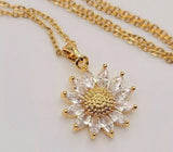 2.00CT Marquise Cut Lab-Created Diamond Sunflower Pendant 14k Yellow Gold Plated Sunflower
