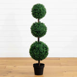 4Õ Topiary Boxwood Triple Ball Artificial Tree UV Indoor/Outdoor Home Decor. Green Plant