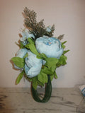 Blue Peony Artificial Silk Flowers Wedding Bouquet Tabletop Home Decor Peonies Peony