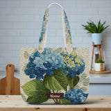 Personalized Hydrangea Flower Quilt Tote Bag Quilted Florist Garden Shoulder Bag Hydrangea