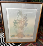 1980's Limited Ed. Pastel Screenprinted Signed Artwork "Lily Bouquet" 23" x 27" Lily